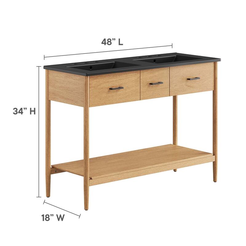 Zaire 18"/24"/30"/36"/48" Bathroom Vanity with Black Sink Top