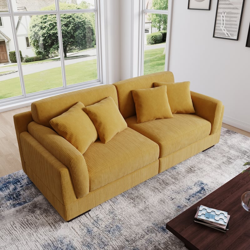 90" Oversized Modular Sectional Corduroy Sofa