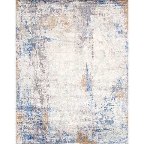 Pasargad Home Modern Collection Hand-Knotted Silk & Wool Area Rug - 8' 0" X 10' 2"