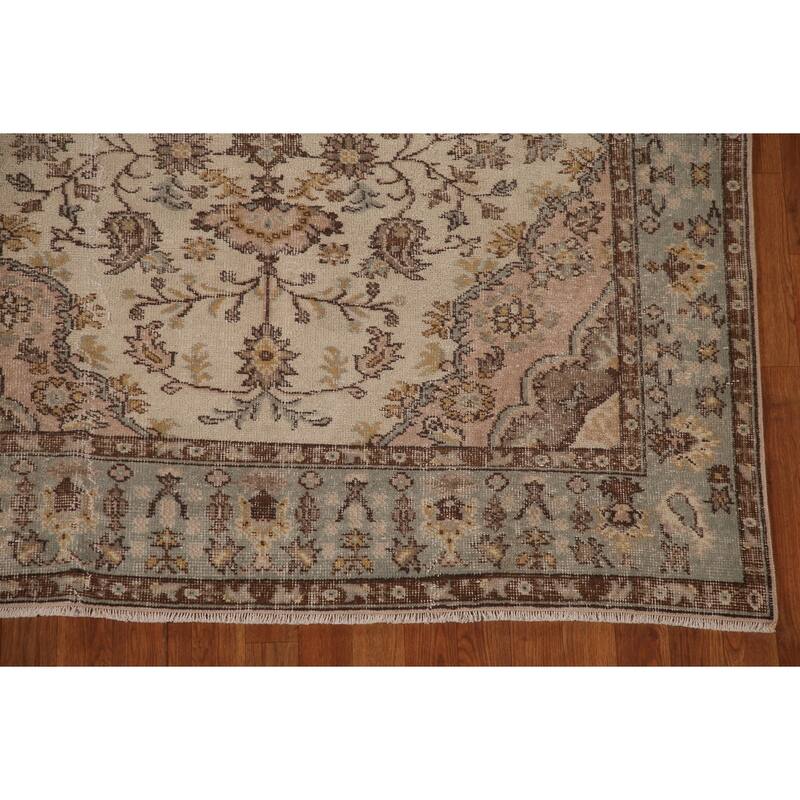Anatolian Distressed Vintage Area Rug Hand-Knotted Wool Carpet - 5'5"x 8'7"