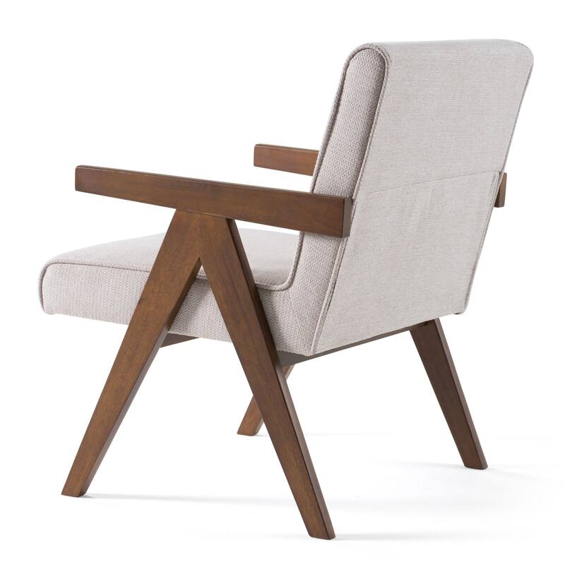 Modrest Joseline Modern Beige Fabric & Walnut Accent Chair (Set of 2)