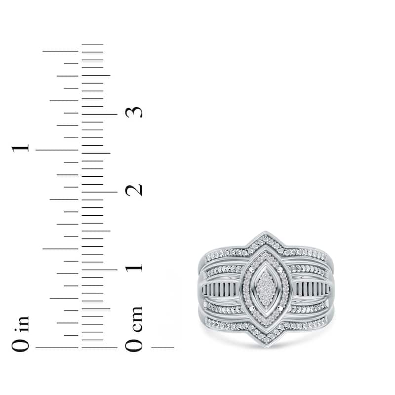 1/10ct TDW Diamond Halo Bridal Set in Silver for Women