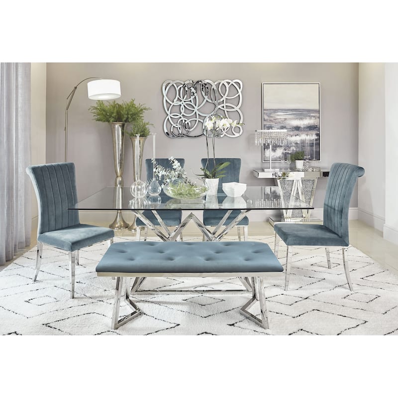Beaufort Chrome and Grey Rectangular Dining Set - 6-Piece