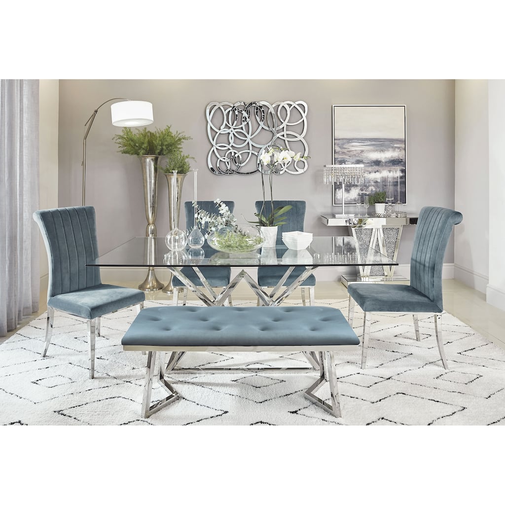 Beaufort Chrome and Grey Rectangular Dining Set