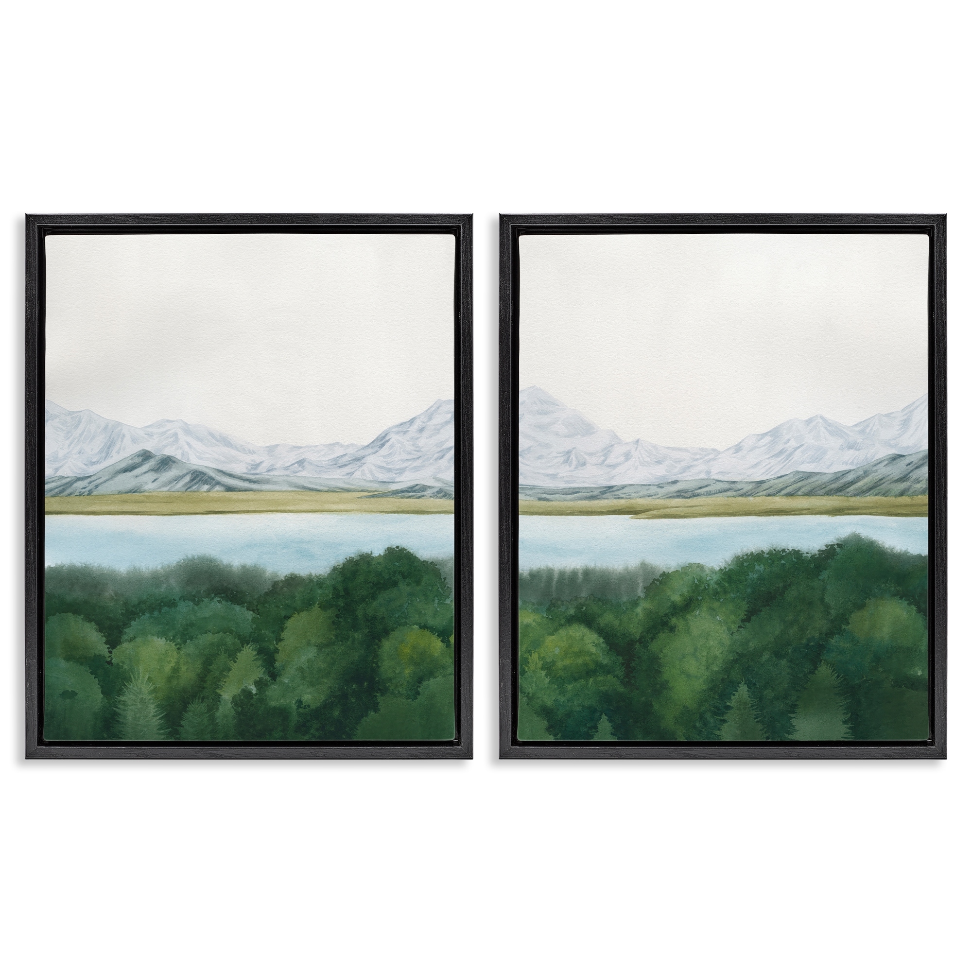 Stupell View Over Mountain Trees Framed Floater Canvas Wall Art Design By Grace Popp (Set of 2)