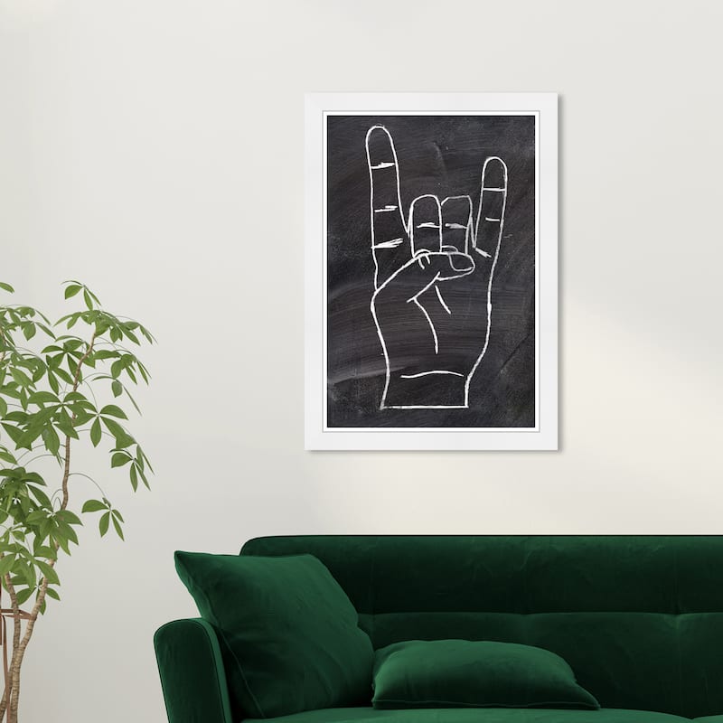 Wynwood Studio 'Rock On' Symbols and Objects Black Wall Art Framed Print - 13 x 19
