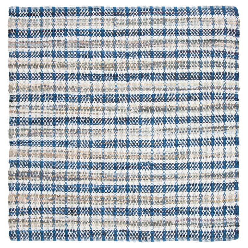 SAFAVIEH Handmade Flatweave Montauk Hermanda Casual Cotton Rug - 6' Square - Blue/Multi