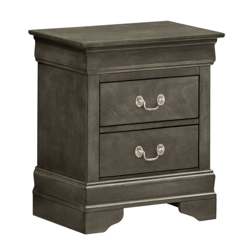 Wooden Nightstand with 2-Drawers - 24" - Gray