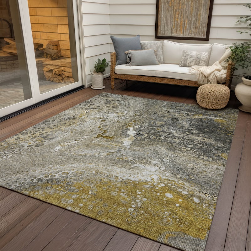 Machine Washable Indoor/ Outdoor Chantille Modern Abstract Rug