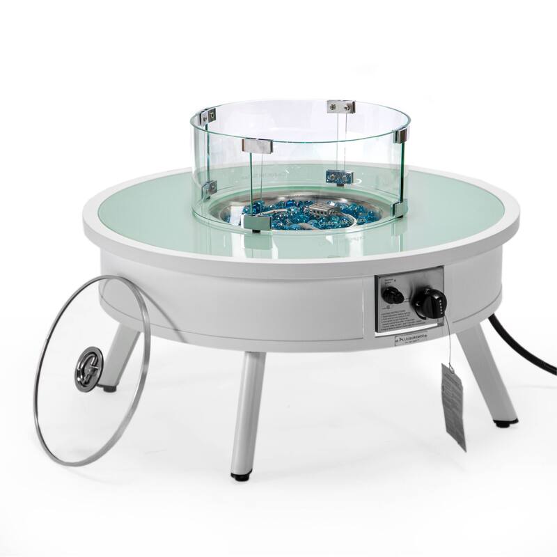 Leisuremod Walbrooke Modern Outdoor Patio Round Fire Pit Table for Porch Backyard Deck - 29