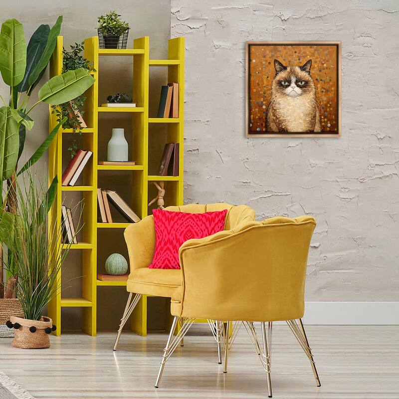 Stupell Grouchy Cat in Classic Style Framed Floater Canvas Wall Art Design By Arlington Prints