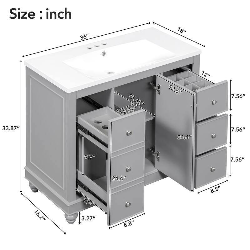 36" Gray Bathroom vanity