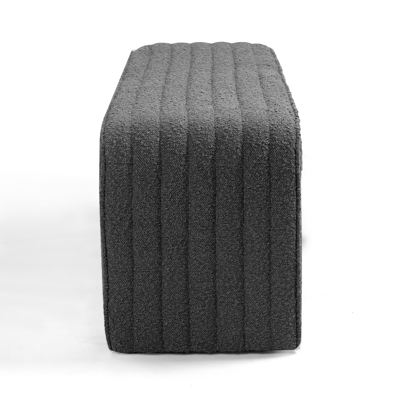 Benicia Gray Boucle Upholstered Fabric Tufted Bench