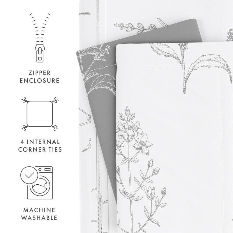 Becky Cameron Ultra Soft Botany Floral 3-Piece Reversible Duvet Cover Set