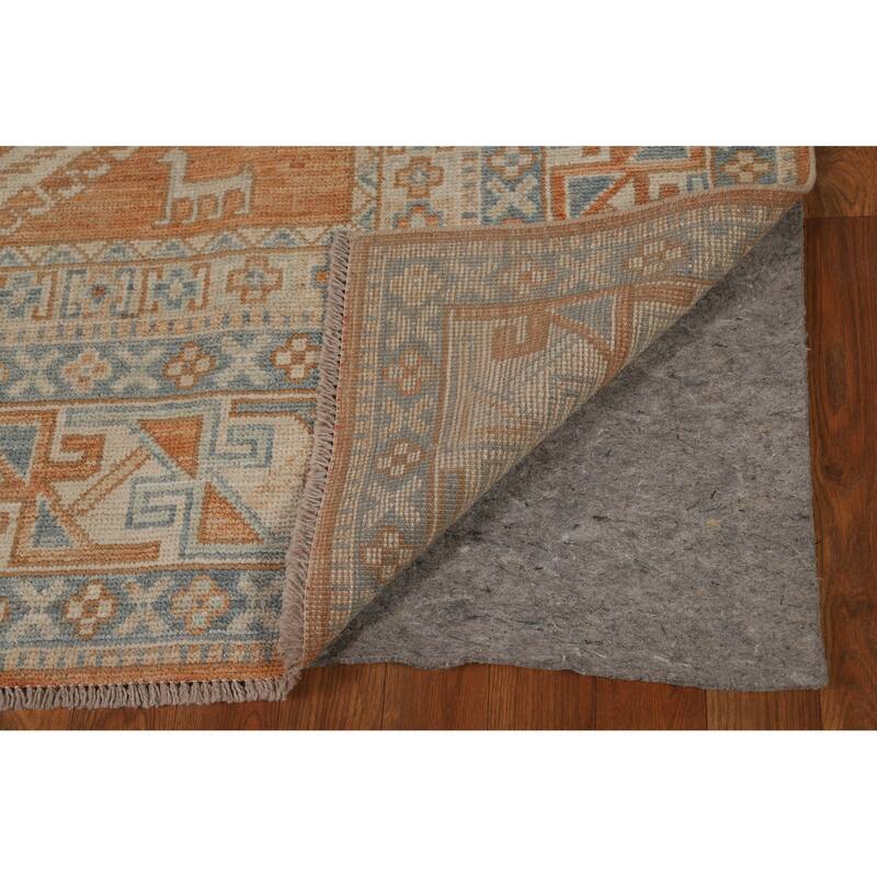 Hand Knotted Oriental 100% Wool Carpet Transitional Tribal Oranges & Rust Oushak Area Rug - 8' 3'' X 5' 9''