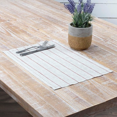 Farmhouse Tabletop Kitchen VHC Charley Placemat Set of 6 Linen Striped - Placemat 12x18