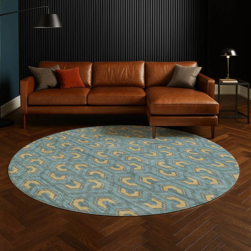 Machine Washable Indoor/ Outdoor Modern Zoa Chantille Rug
