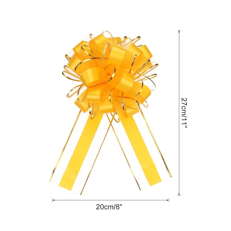 10pcs 6" Large Pull Bow Organza Gift Wrapping Bows Ribbon for Wedding - Yellow - 8 Inch
