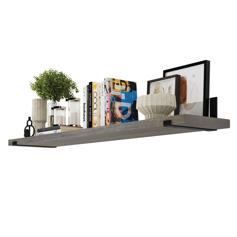 Wallniture Forte Wood Board 60" Long, 11.25'' Deep, 1.5" Thick, Wood Floating Shelf for Wall with Heavy Duty Metal Brackets, 1pc