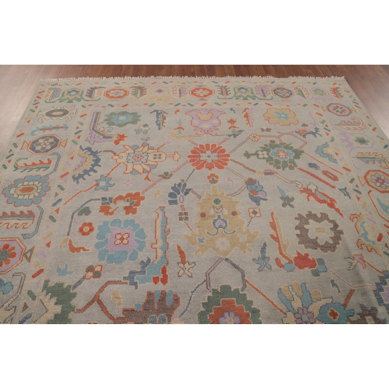 Oushak Area Rug Handmade Transitional Grey Wool Carpet - 7'10"x 9'11"