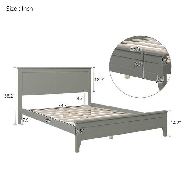 dimension image slide 0 of 3, Stylish and Simple Platform Bed Headboard Included,Gray