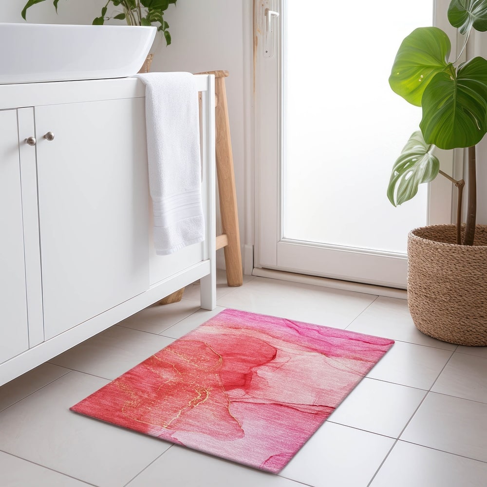 Machine Washable Indoor/ Outdoor Abstract Chantille Rug