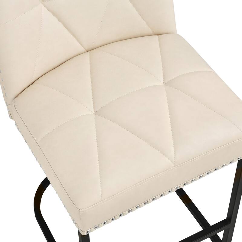 Modern 26.in Armless Barstool Metal Frame Low Back Counter Height Upholstered Bar Stool