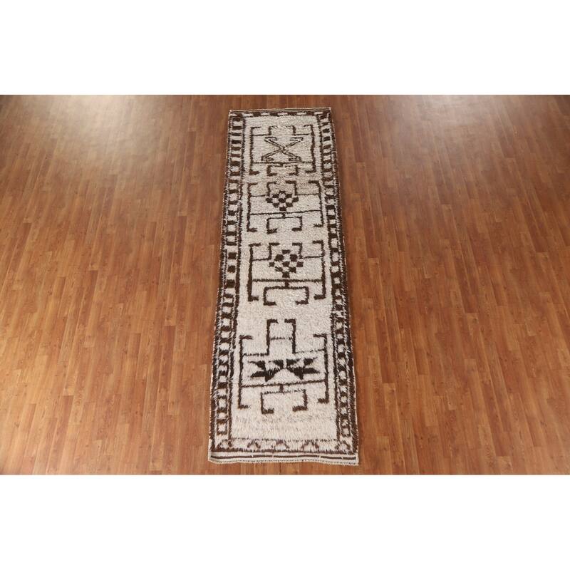 Plush Turkish Anatolian Beige Runner Rug Hand-knotted Wool Carpet - 3'2"x 10'6"