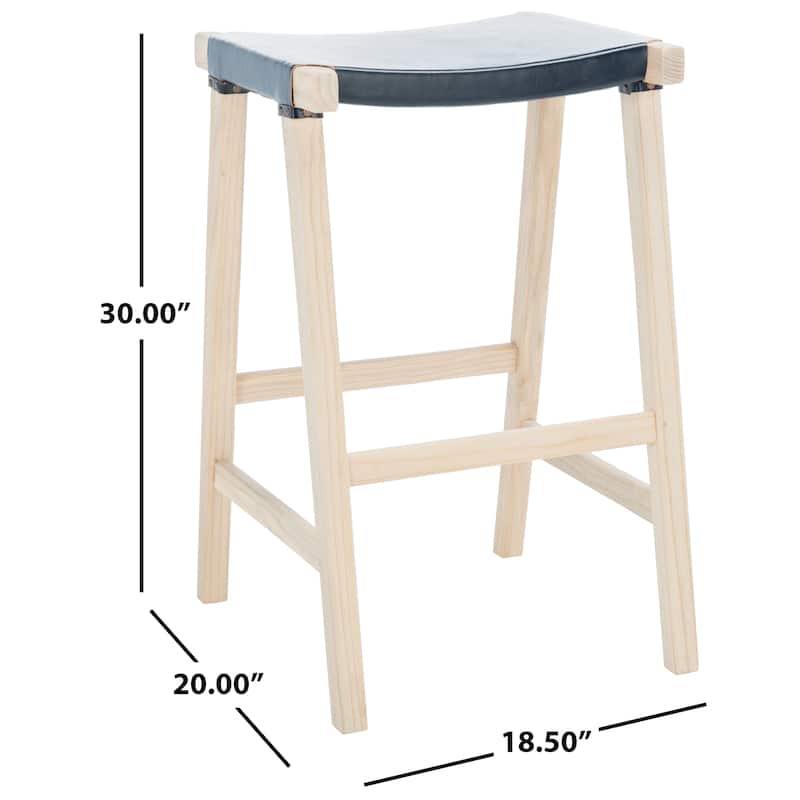 SAFAVIEH Aariz 30-inch Leather Rectangle Bar Stool - 19"W x 20"D x 30"H