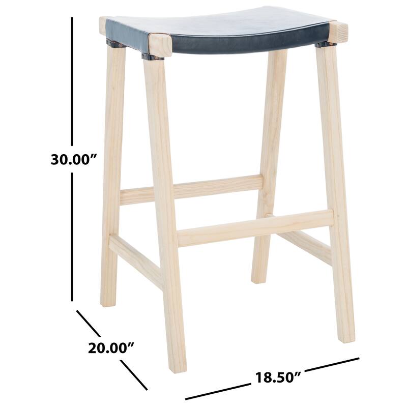 SAFAVIEH Luxita 30-inch Leather Rectangle Bar Stool - 18.5" x 20" x 30" - 19Wx20Dx30H