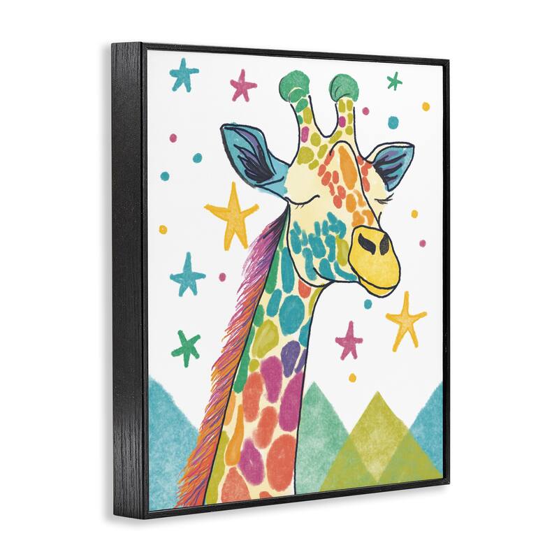 Stupell Whimsical Hued Giraffe & Stars Framed Giclee Art Design By Chen Alyesh