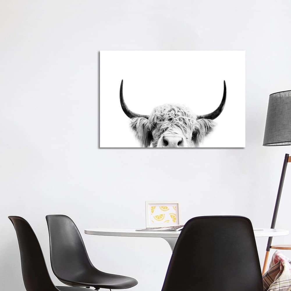 iCanvas "Peeking Cow In Black & White" by Sisi & Seb Canvas Print