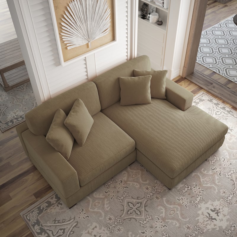 Corduroy Modular Couch Sectional Chaise Lounge Sofa
