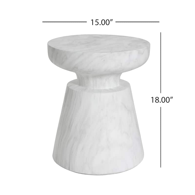 Roomfitters Outdoor Ponti Travertine Side Table, Modern Accent End Table for Patio or Living Room