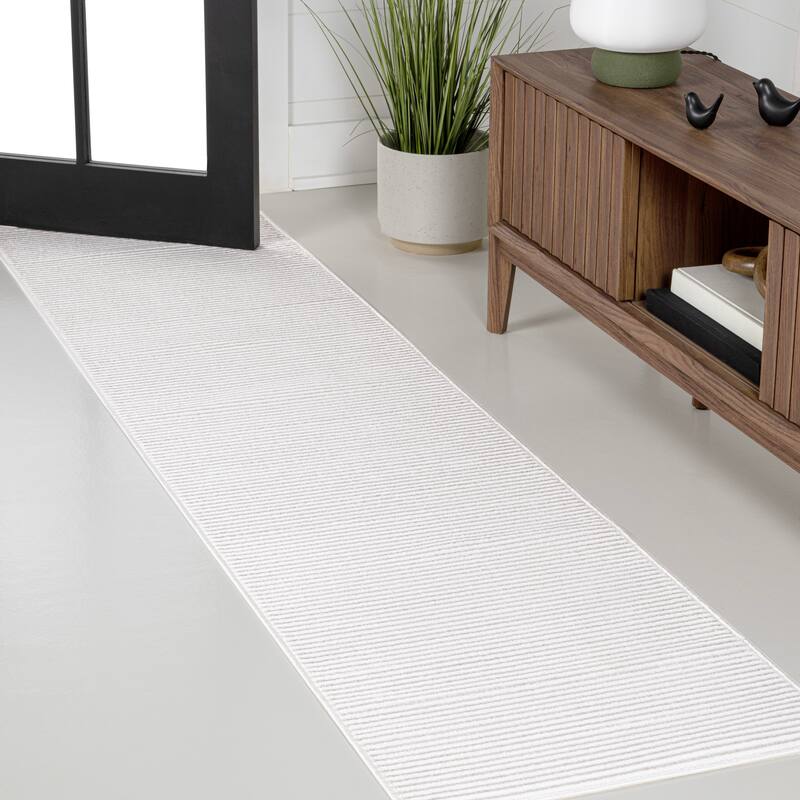 JONATHAN Y Athens Modern Minimalist Pinstripe High-Low Rug