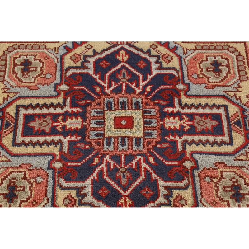 Hand Knotted Oriental 100% Wool Carpet Traditional Medallion Red Heriz (serapi) Area Rug - 9' 11'' X 7' 10''
