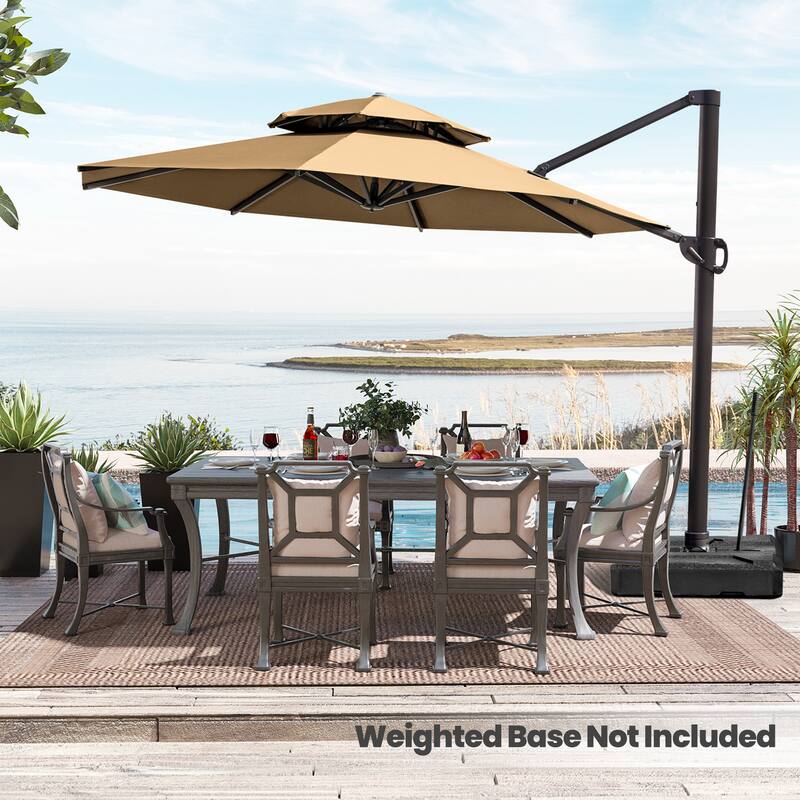 Crestlive Products 11.5' Double Top Round Patio Outdoor Cantilever Offset Umbrella