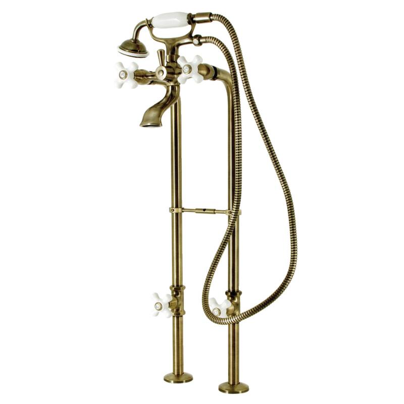 Kingston Brass Freestanding Clawfoot Tub Faucet Package with Supply Line - Antique Brass