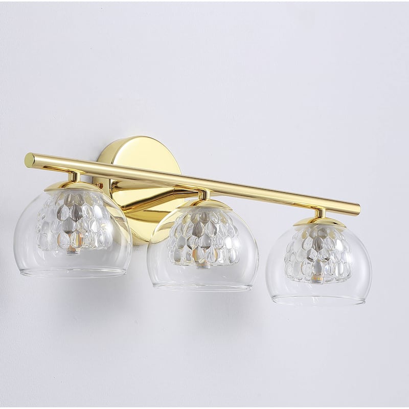 Gold Finish Bathroom Vanity Wall Sconce Glass Shade