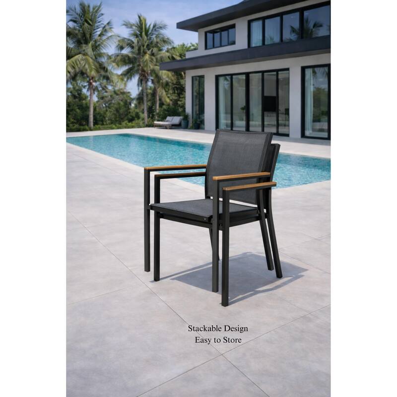 Quay Dark Grey 9-Piece Aluminum Outdoor Dining Set with Tribeca with Ceramic Glass Table Top - N/A