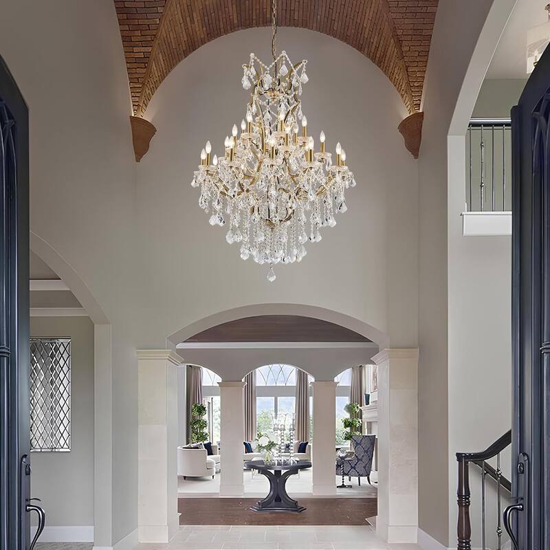 KAYLA Large Crystal Chandelier-12/24-Light Chandelier Light Fixture Modern Maria Theresa Crystal Chandeliers