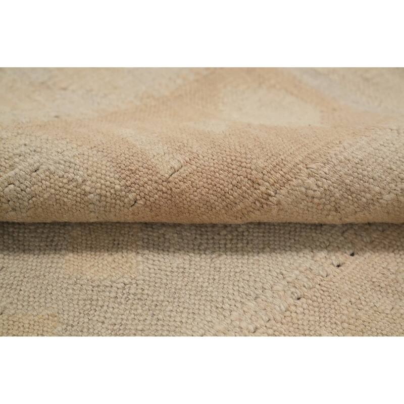 Hand Woven Oriental 100% Wool Carpet Southwestern Tribal Beige & Ivories Kilim Area Rug - 8' 1'' X 5' 2''