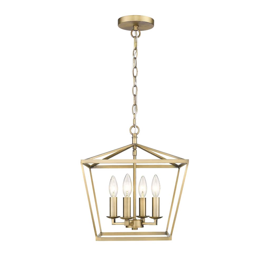 Farmhouse Aged Brass Mini Semi-Flush Lantern Pendant