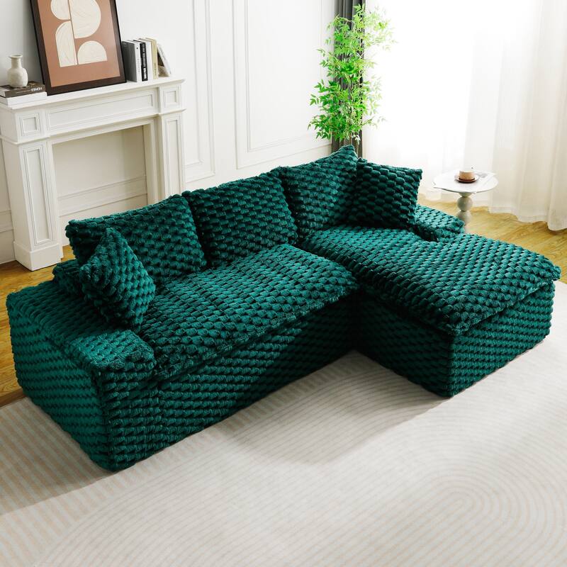 Versatile Turtle Velvet Sectional Sofa with Loveseat Couch and Chaise Lounge, Free Combination Modular Compressed Couch