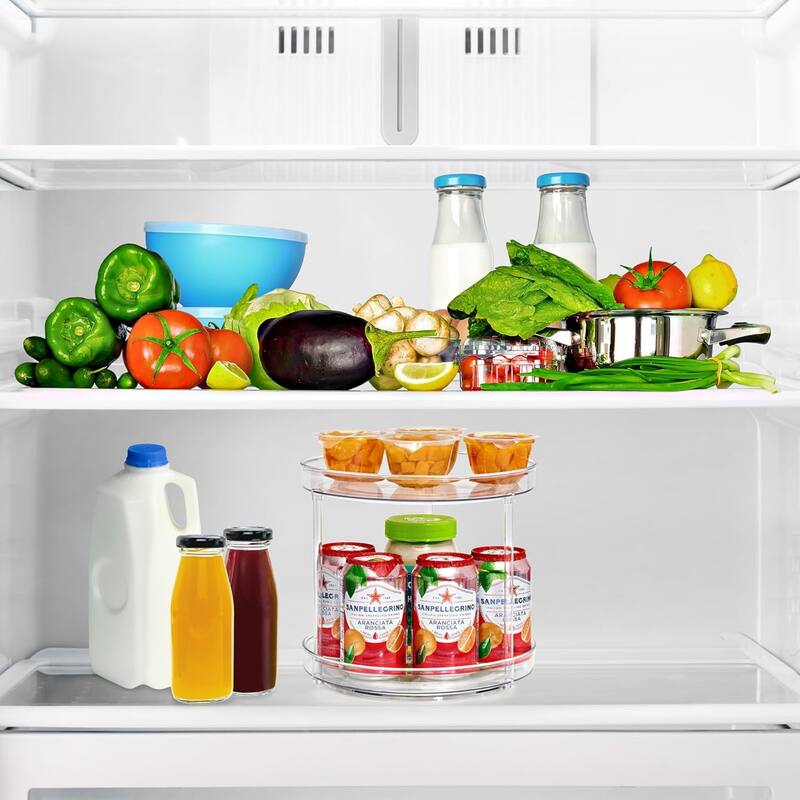 Sorbus 9-Inch 2-Tier Clear Lazy Susan with 2 Flat Turntables - Fridge, Pantry, Cabinet Organizers - 9.25" x 9"