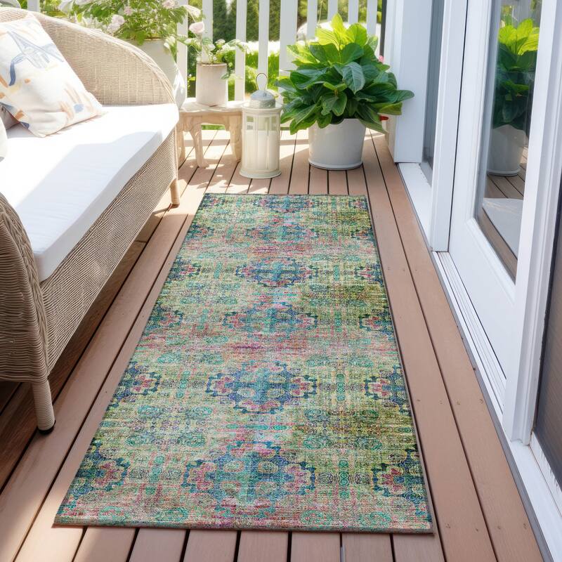 Alnalu Botanic Elegance Weather Resistant Versatile Elegance Runner Outdoor Rug