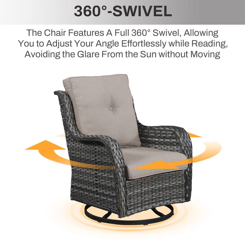 Gymojoy 5-Piece Outdoor Wicker Patio Furniture with Fire Pit Table, Rattan Coversation Set with Water Resistant Thick Cushions