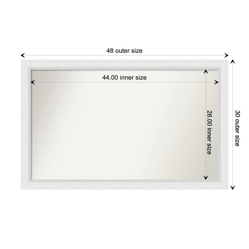Blanco White Framed Non-Beveled Custom Wall Mirror, Bathroom Vanity Mirror - Outer Size: 48.25 x 30.25