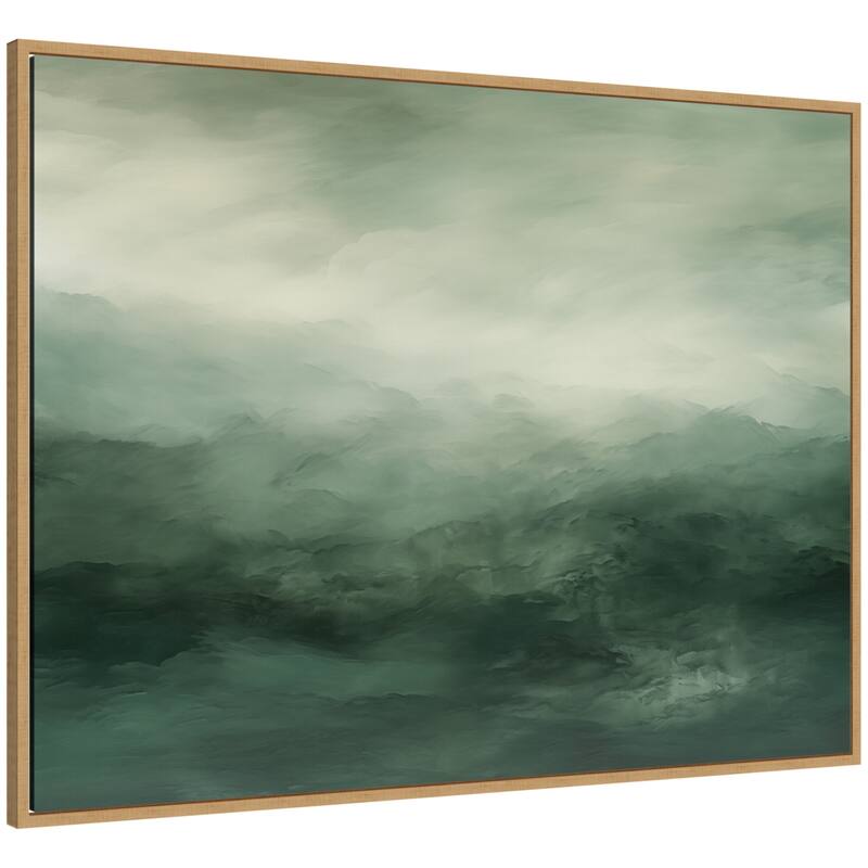 Kate and Laurel Tonal Abstract Sage Landscape by The Creative Bunch Studio Framed Canvas Wall Art Print - 32x42 - Natural