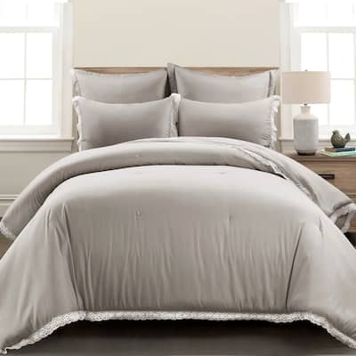 Lush Decor Rosalie Cottage Core Embellished Lace Comforter 5 Piece Set